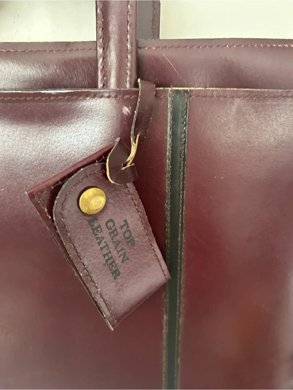 Burgundy Leather Briefcase with Padded Handle